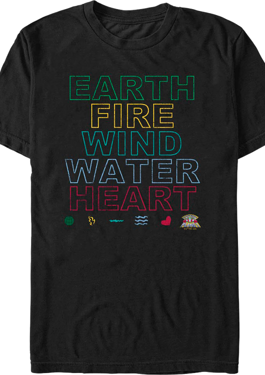 Earth Fire Wind Water Heart Captain Planet T-Shirt - main product image