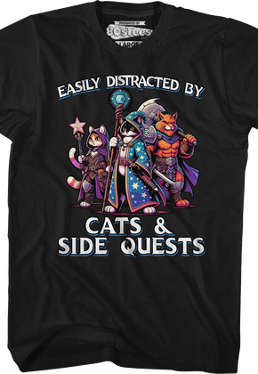 Easily Distracted By Cats & Side Quests T-Shirt