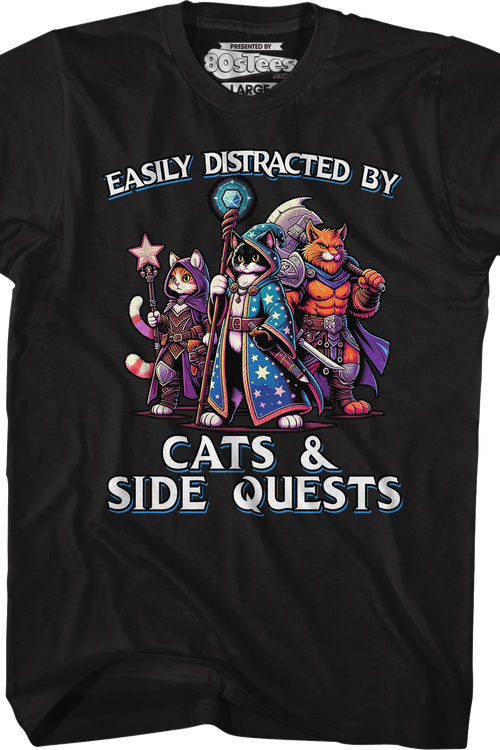 Easily Distracted By Cats & Side Quests T-Shirtmain product image