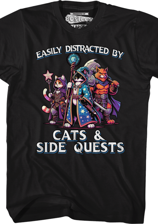 Easily Distracted By Cats & Side Quests T-Shirt - main product image