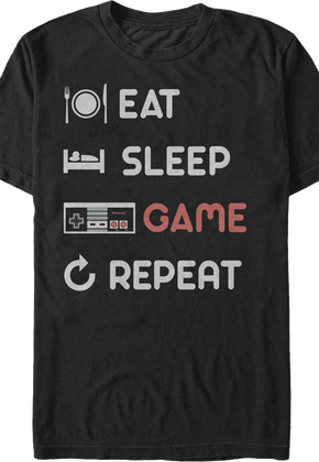 Eat Sleep Game Repeat Nintendo T-Shirt
