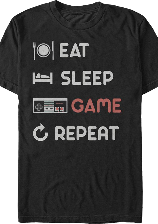 Eat Sleep Game Repeat Nintendo T-Shirt - main product image