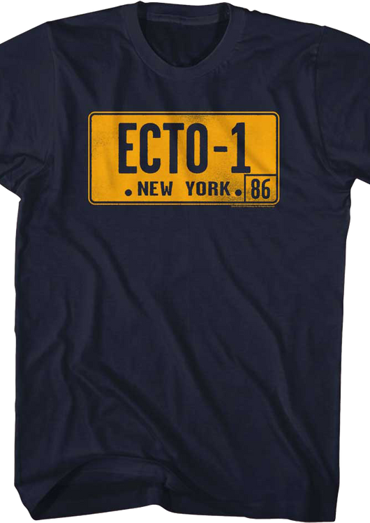 Ecto-1 License Plate Real Ghostbusters T-Shirt - main product image
