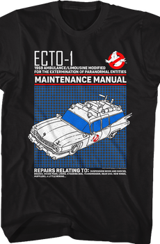 Ecto-1 Maintenance Manual Real Ghostbusters T-Shirt