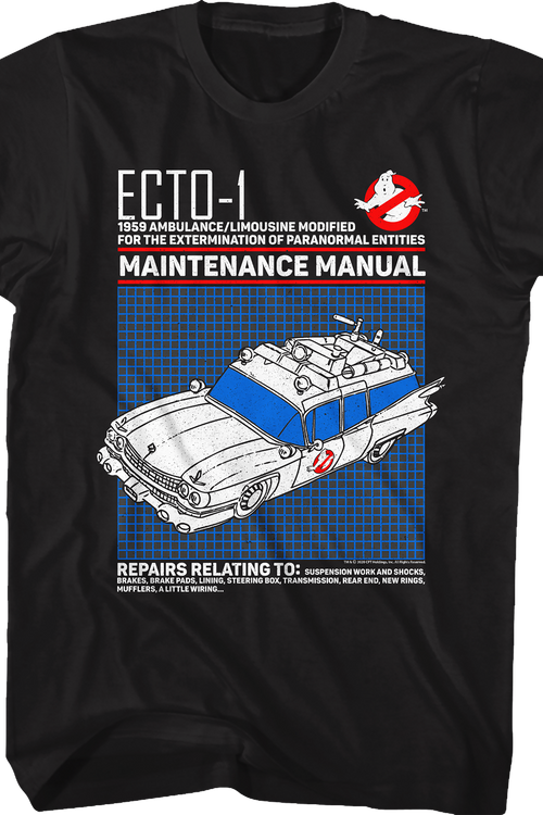 Ecto-1 Maintenance Manual Real Ghostbusters T-Shirt - main product image
