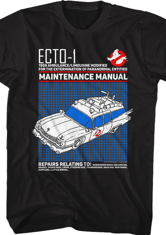 Ecto-1 Maintenance Manual Real Ghostbusters T-Shirt - main product image