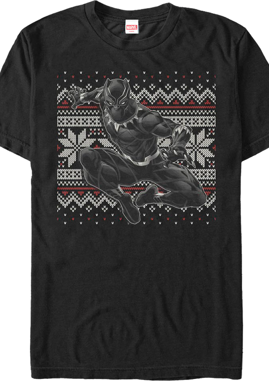 Faux Ugly Black Panther Christmas Sweater Marvel Comics T-Shirt - main product image