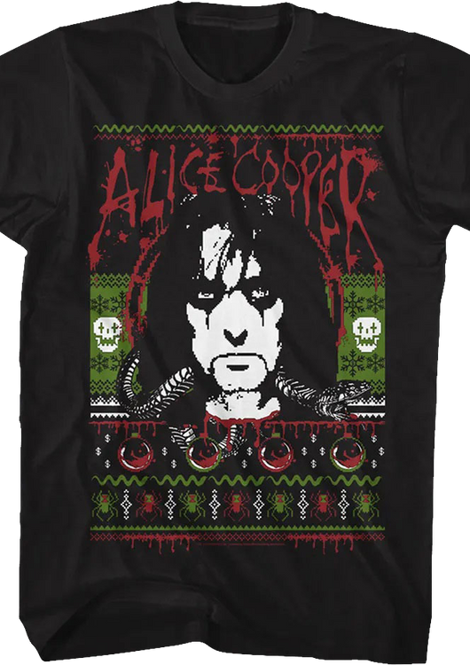 Faux Ugly Christmas Sweater Alice Cooper T-Shirt - main product image