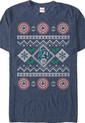 Faux Ugly Christmas Sweater Captain America T-Shirt