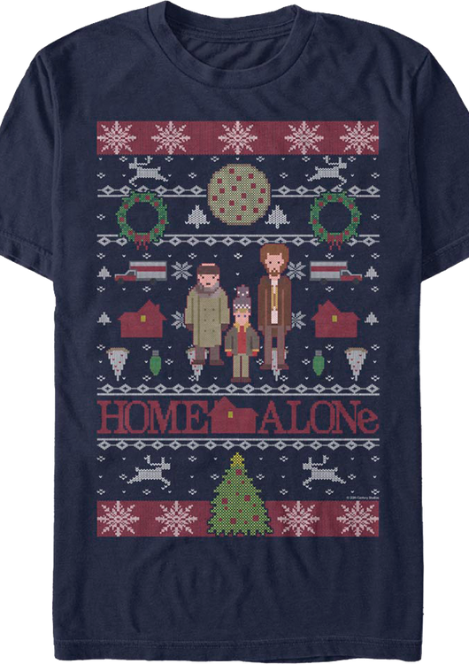 Faux Ugly Christmas Sweater Home Alone T-Shirt - main product image
