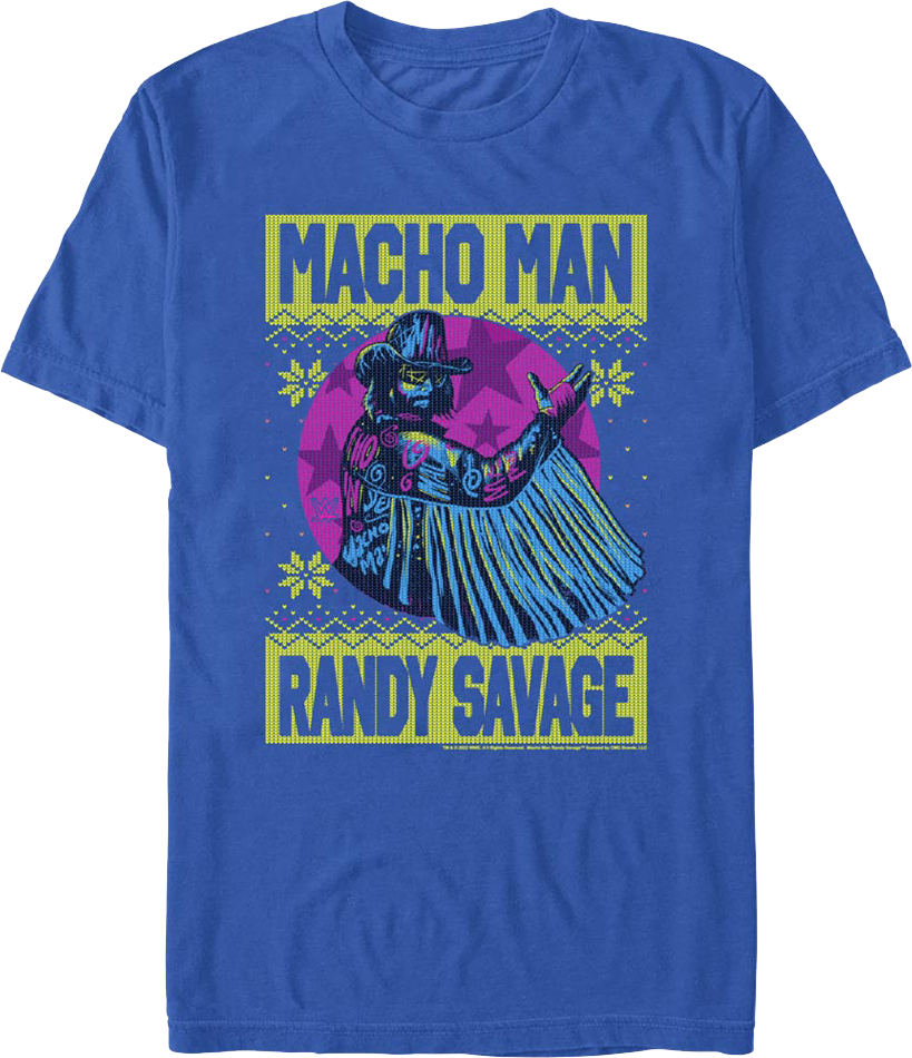 Faux Ugly Christmas Sweater Macho Man Randy Savage T Shirt