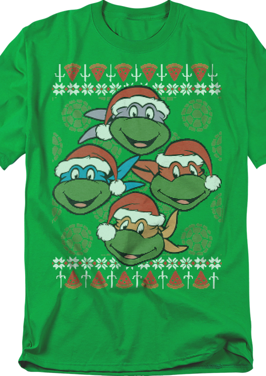 Faux Ugly Christmas Sweater Teenage Mutant Ninja Turtles T-Shirt - main product image