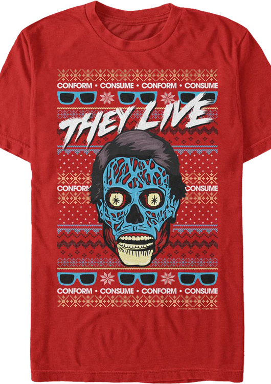 Faux Ugly Christmas Sweater They Live T-Shirt - main product image