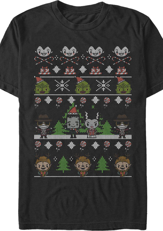 Faux Ugly Christmas Sweater Universal Monsters T-Shirt - main product image