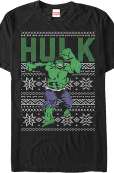 Faux Ugly Incredible Hulk Christmas Sweater Marvel Comics T-Shirt