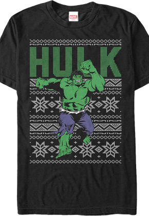 Faux Ugly Incredible Hulk Christmas Sweater Marvel Comics T-Shirt