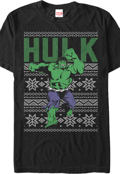 Faux Ugly Incredible Hulk Christmas Sweater Marvel Comics T-Shirt
