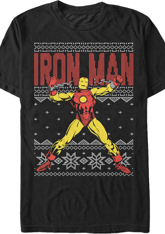 Faux Ugly Iron Man Christmas Sweater Marvel Comics T-Shirt - main product image