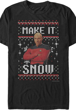 Faux Ugly Knit Make It Snow Star Trek The Next Generation T-Shirt
