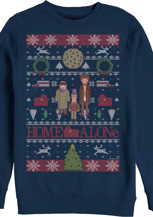 Faux Ugly Christmas Sweater Main Characters Home Alone Sweatshirt - main product image