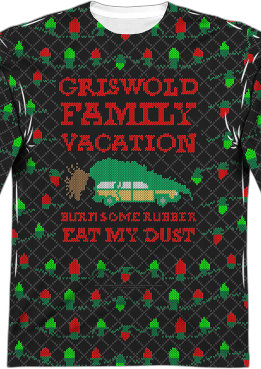 Faux Ugly Sweater Christmas Vacation Long Sleeve Tee - main product image