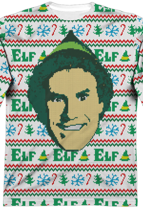 Faux Ugly Sweater Buddy the Elf Long Sleeve Tee