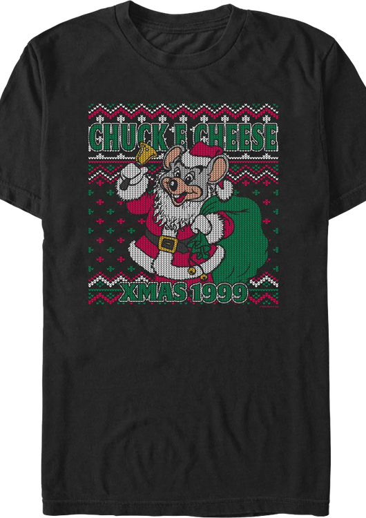 Faux Ugly Xmas 1999 Sweater Chuck E. Cheese T-Shirt - main product image