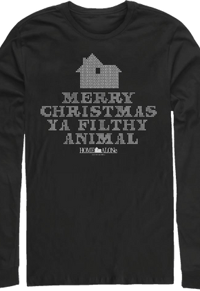 Faux Ugly Knit Christmas Sweater Home Alone Long Sleeve Shirt