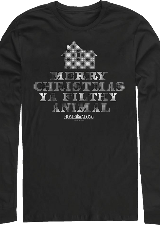 Faux Ugly Knit Christmas Sweater Home Alone Long Sleeve Shirt - main product image