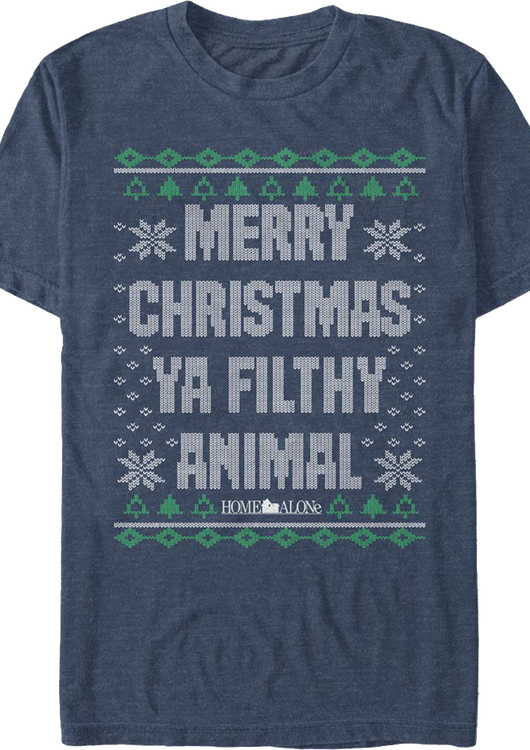 Filthy Animal Faux Ugly Sweater Home Alone T-Shirt - main product image