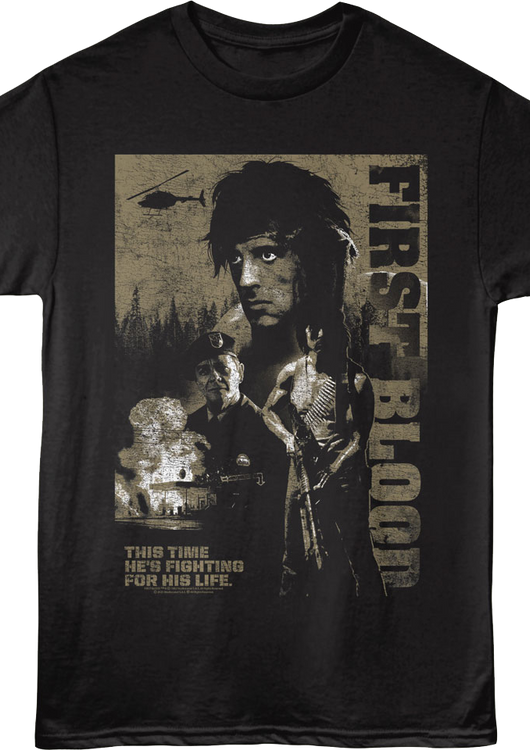 First Blood Tagline Poster Rambo T-Shirt - main product image