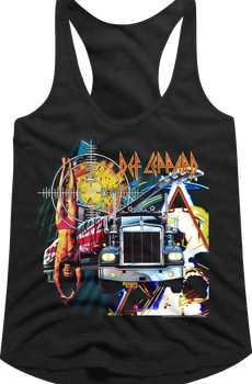 Ladies First Four Collage Def Leppard Racerback Tank Top