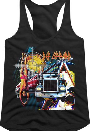 Ladies First Four Collage Def Leppard Racerback Tank Top