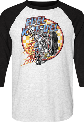 Flames Evel Knievel Raglan Baseball Shirt
