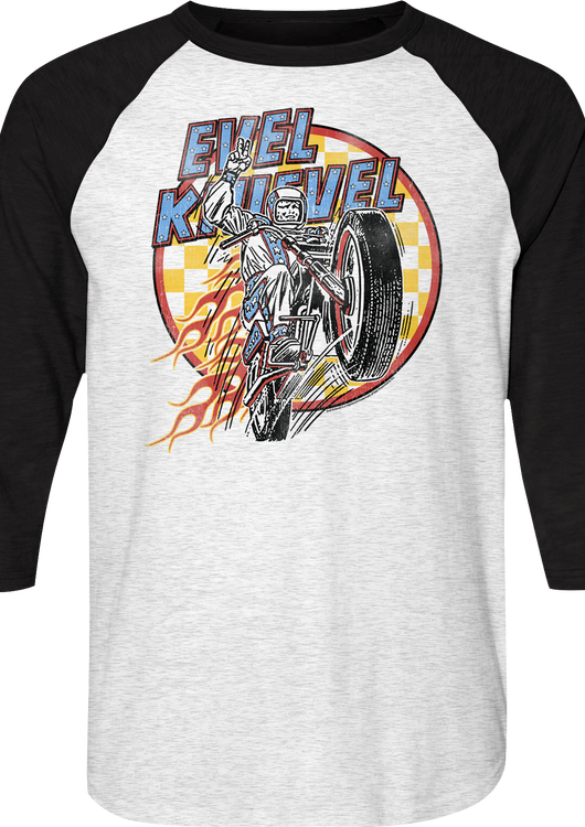 Flames Evel Knievel Raglan Baseball Shirt - main product image