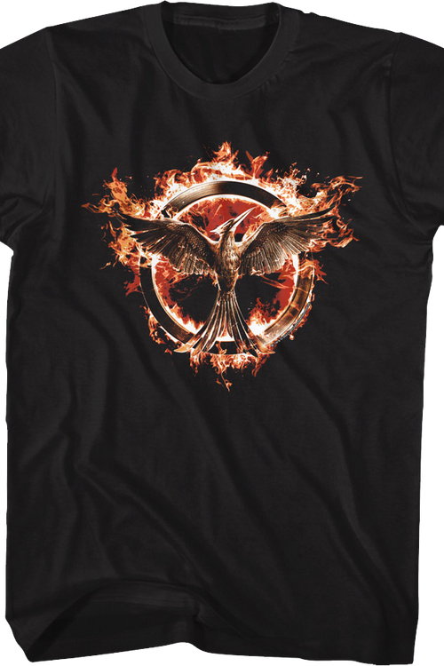 Flaming Mockingjay Hunger Games T-Shirt - main product image