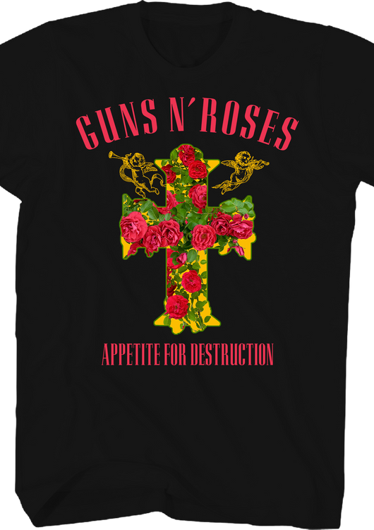 Appetite For Destruction Floral Cross Guns N' Roses T-Shirt - main product image