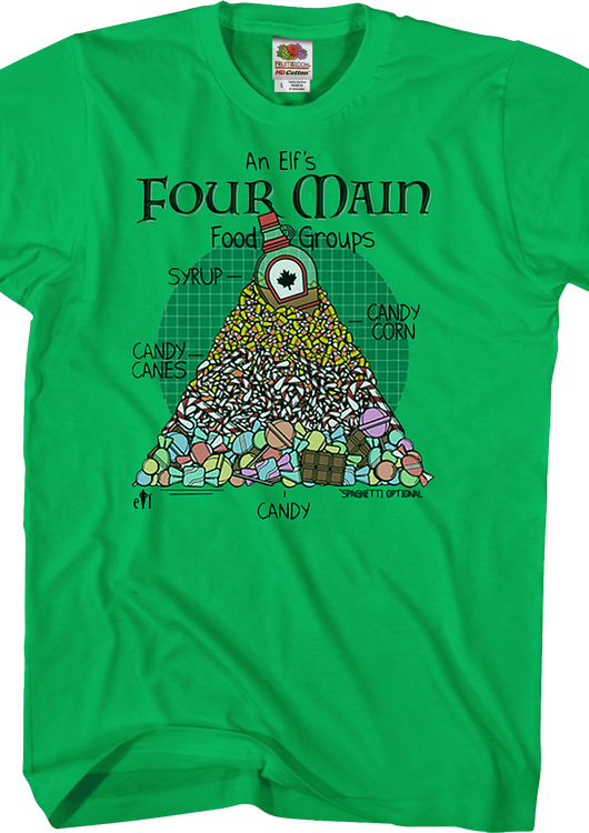 Four Main Food Groups Christmas Elf T-Shirt - main product image