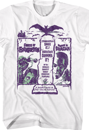 Frankenstein And Dracula Double Feature Hammer Films T-Shirt