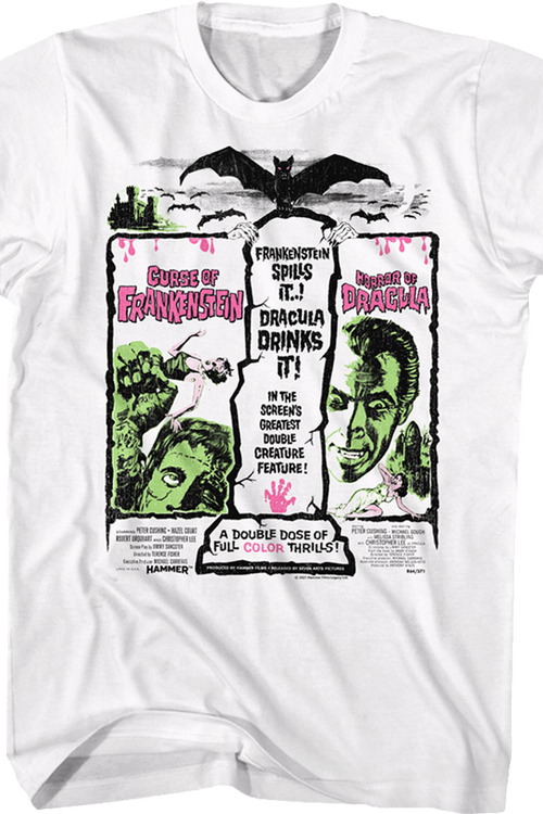 Frankenstein And Dracula Double Feature Poster Hammer Films T-Shirtmain product image