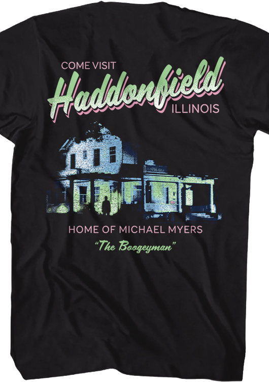 Front & Back Come Visit Haddonfield Halloween T-Shirt - main product image