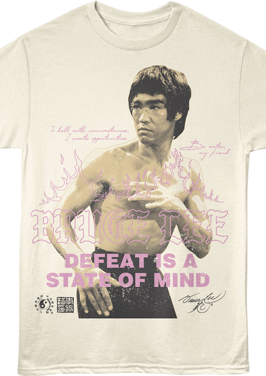 Front & Back Defeat Is A State Of Mind Bruce Lee T-Shirt - main product image