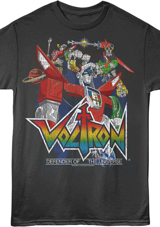Front & Back Defender Of The Universe Voltron T-Shirt - main product image
