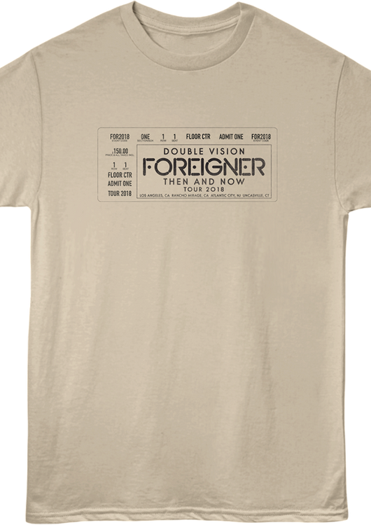 Front & Back Double Vision Concert Ticket Foreigner T-Shirt - main product image