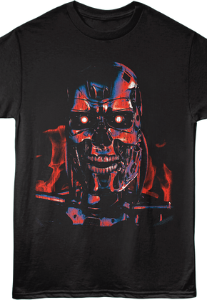 Front & Back Endoskeleton Flames Terminator T-Shirt
