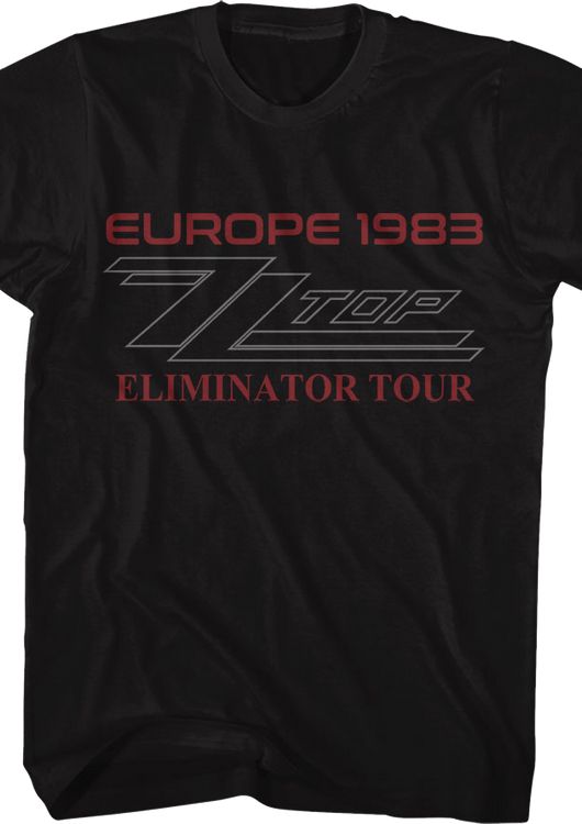 Front & Back Europe 1983 Eliminator Tour ZZ Top T-Shirt - main product image