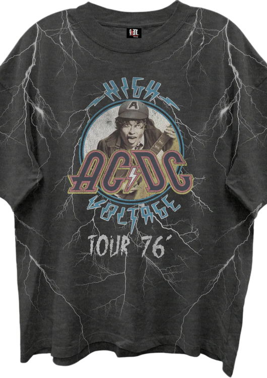Front & Back High Voltage Tour 76 ACDC Oversized T-Shirt - main product image