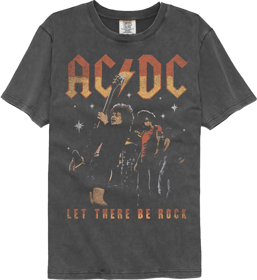 Front & Back Let There Be Rock ACDC Comfort Colors Brand T-Shirt