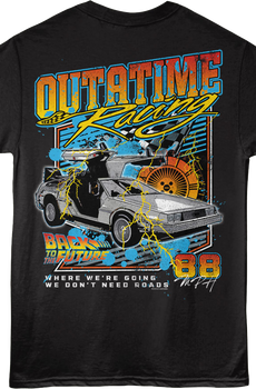 Front & Back OUTATIME Racing Back To The Future T-Shirt