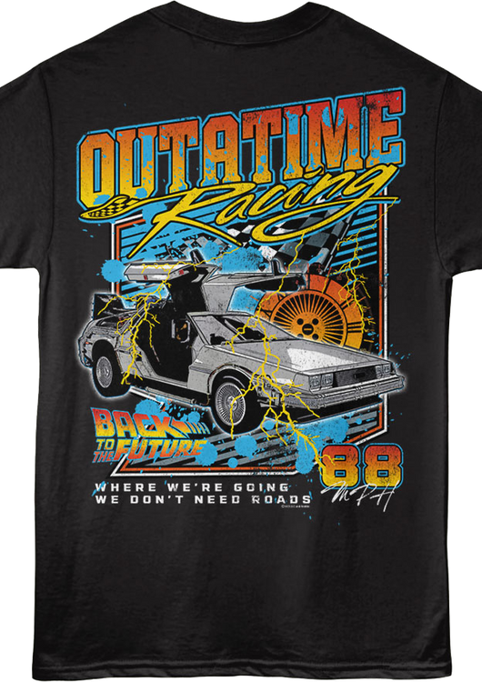 Front & Back OUTATIME Racing Back To The Future T-Shirt - main product image